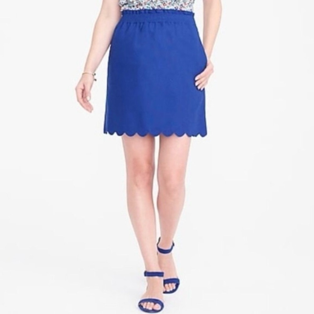 J. Crew Blue Scalloped Hem Skirt